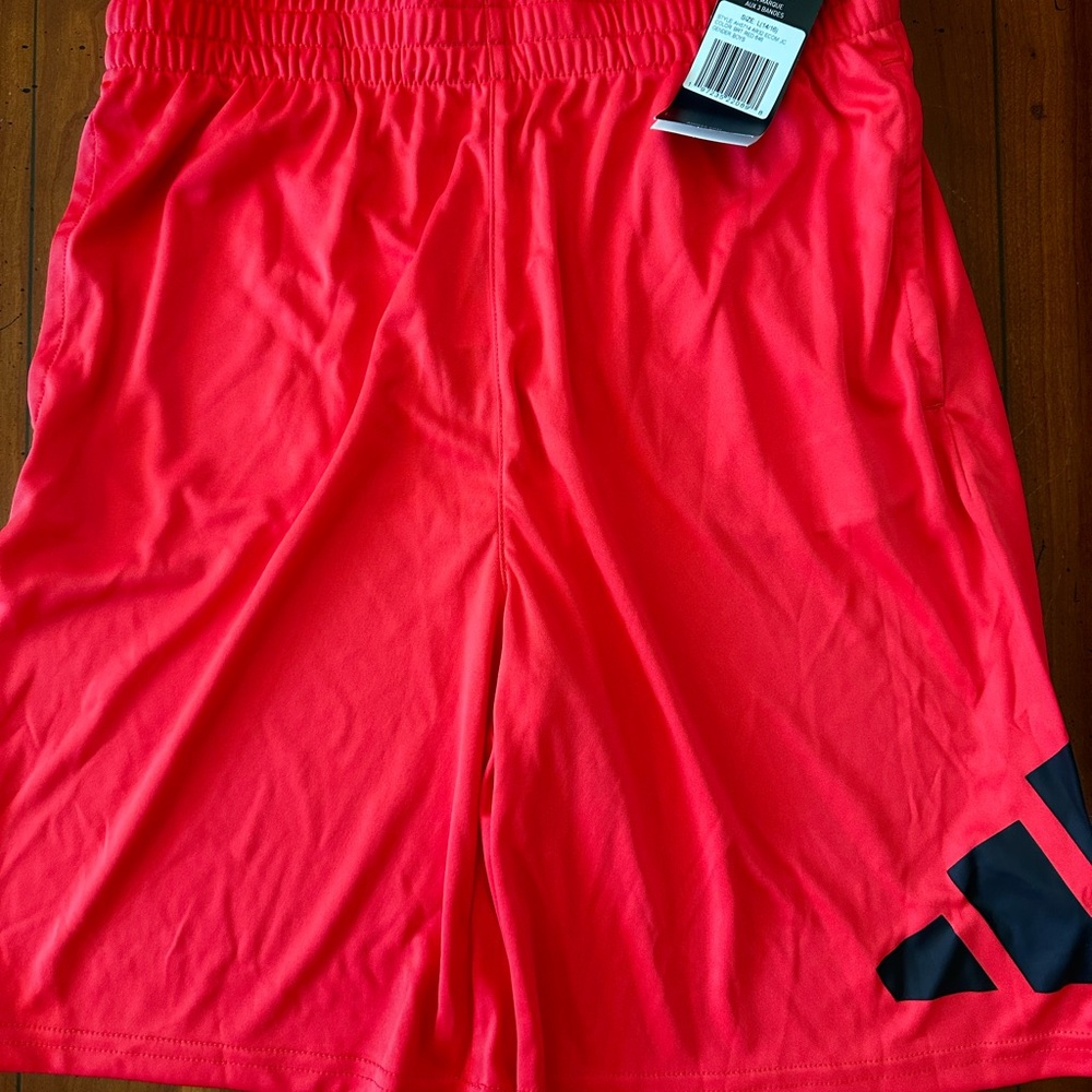 Adidas Boys L 14/16 Bright Red Athletic Shorts